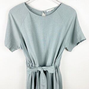 LE LIS | Sage Green Short Sleeve Jumpsuit Drawstring Waist Wide Leg Small